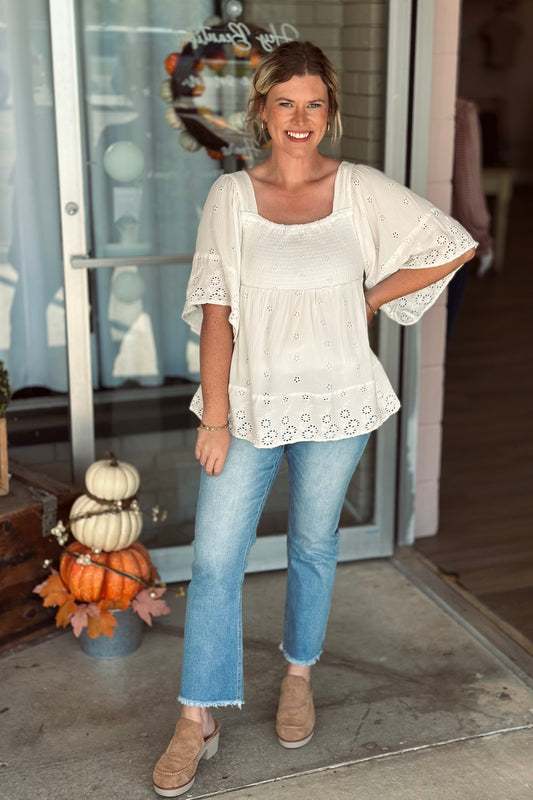 Sweet Frost Eyelet Blouse