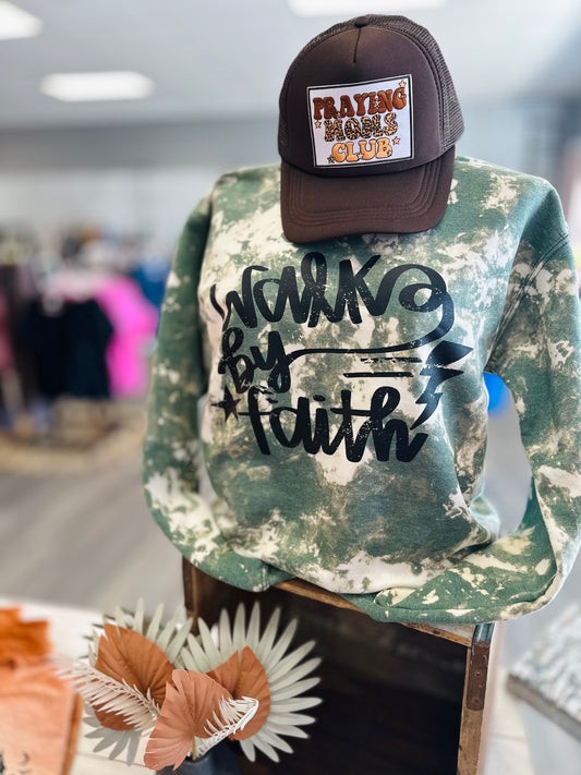 Walk By Faith Bleach Crewneck