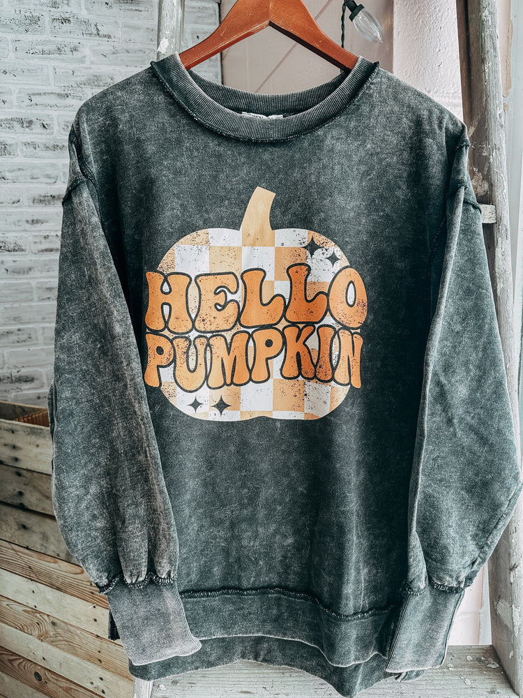 Checkered Hello Pumpkin Sweatshirt