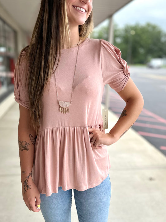 Posie Peplum Top - Mauve