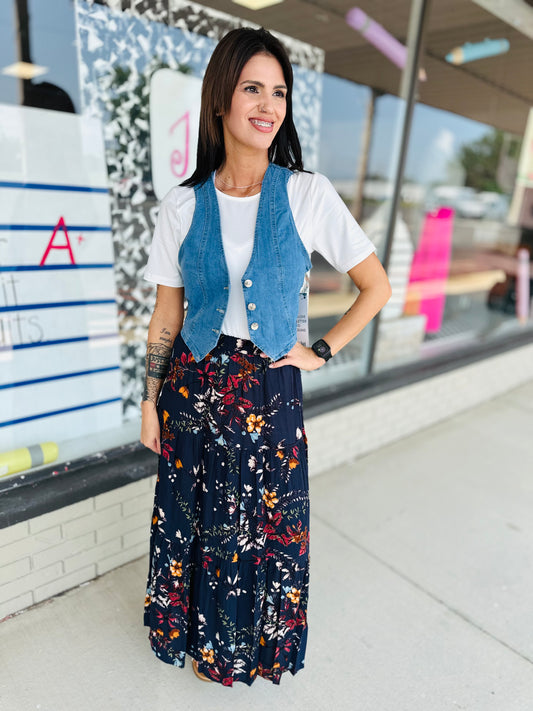 Denim Cropped Vest