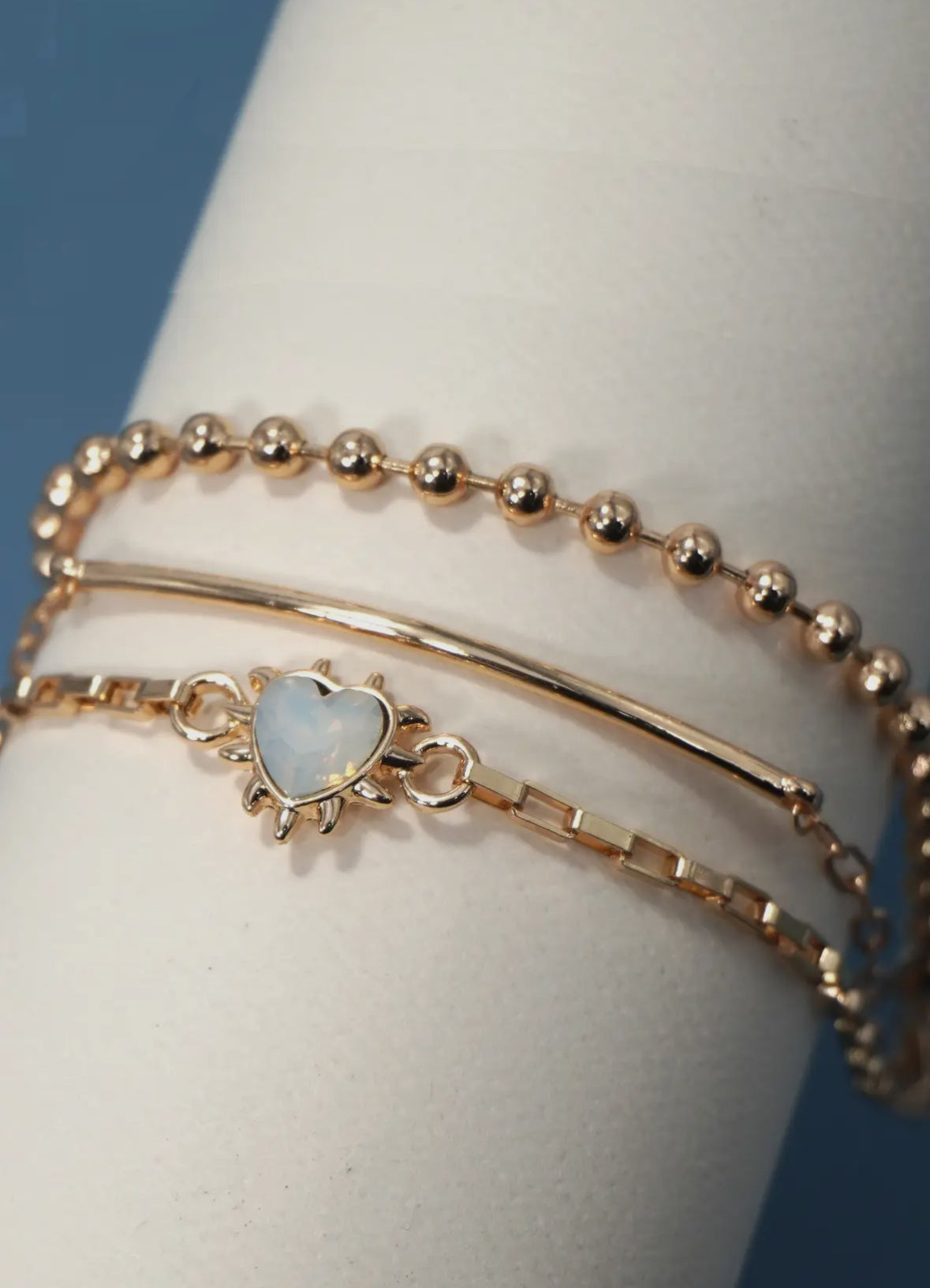 Opal Heart Bracelet Set