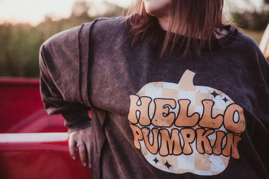 Checkered Hello Pumpkin Sweatshirt