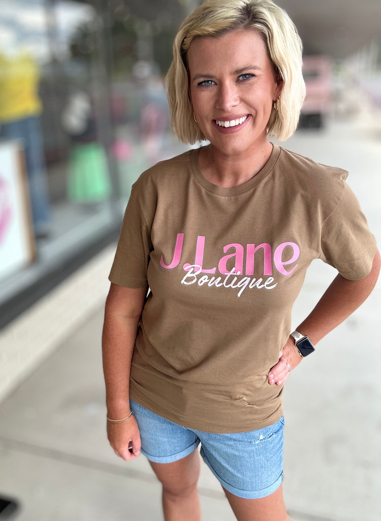 J.Lane Pink Tan Logo Tee