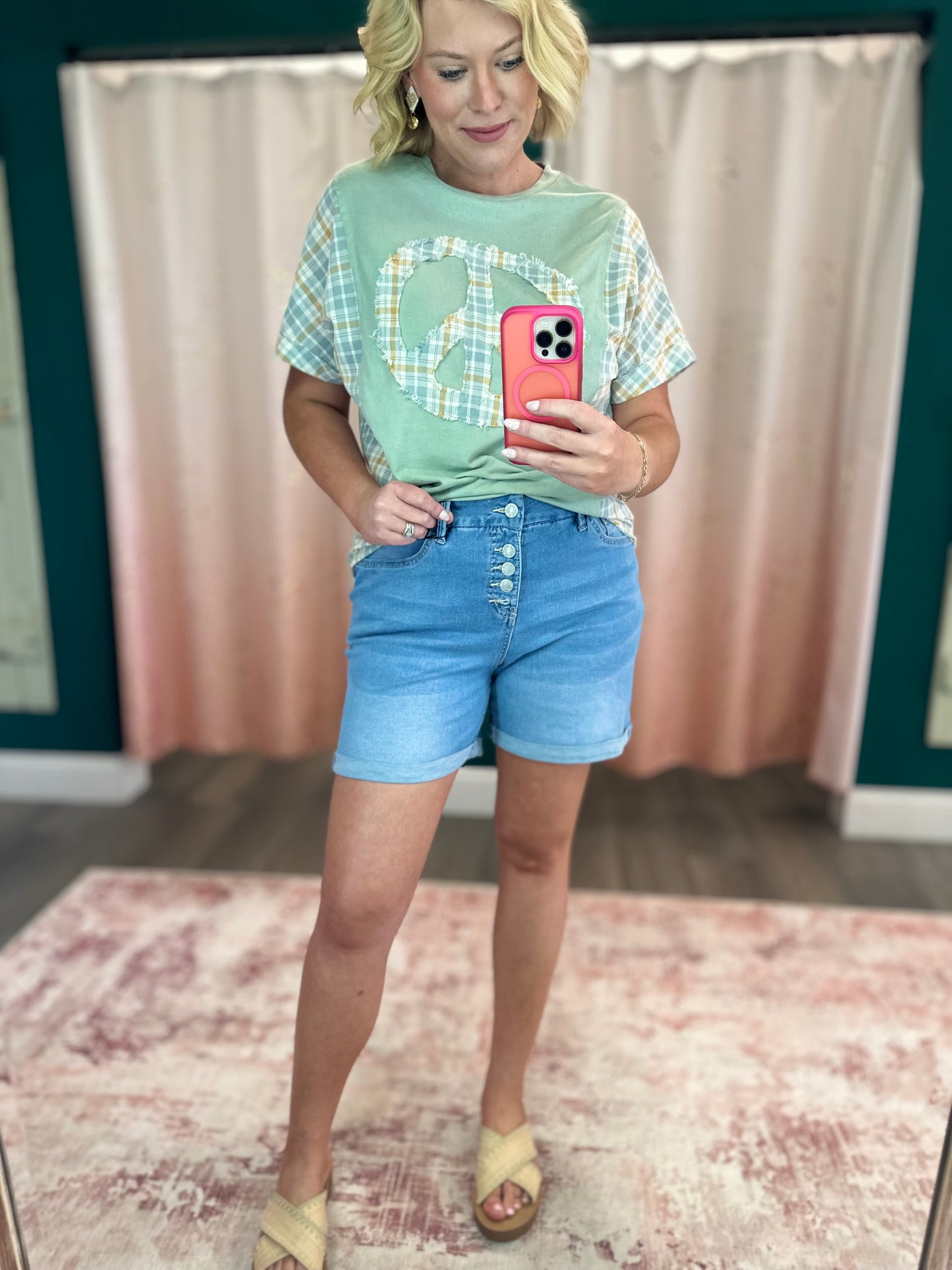 Fly Button Cuffed Shorts - Sizes 4-24