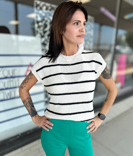 The Classic Stripe Summer Sweater - Ivory