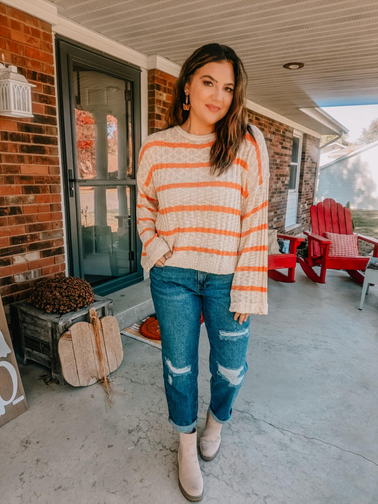 Auburn Striped Sweater - Orange