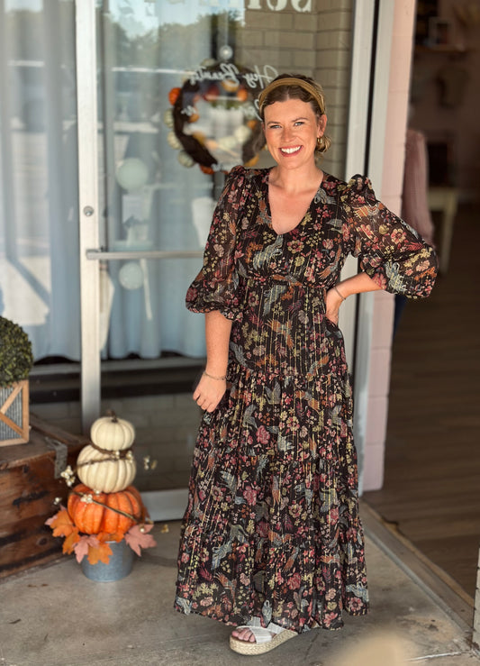 Lurex Striped & Floral Dress