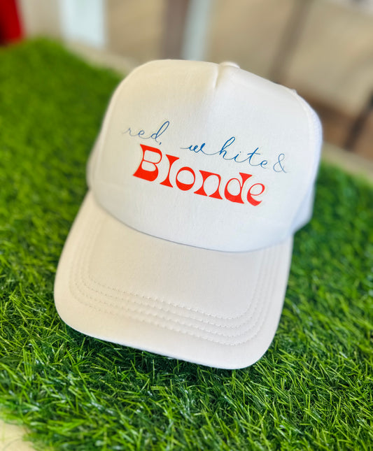 Red, White & Blonde Trucker Hat