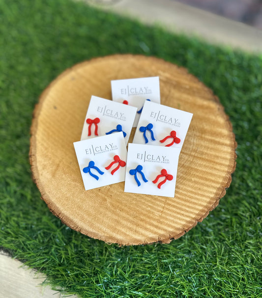 Patriotic Clay Bow Studs