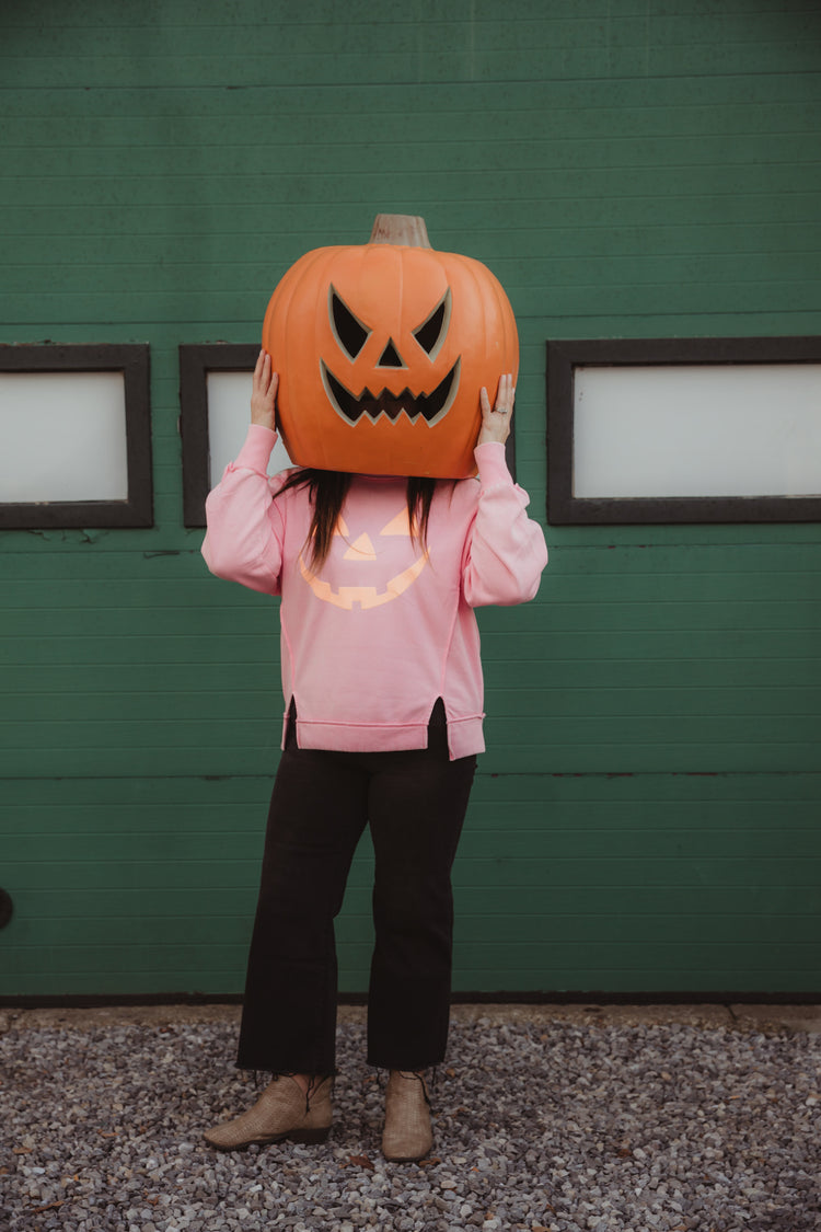 Sparkle Jack O'Lantern Acid Wash Sweatshirt