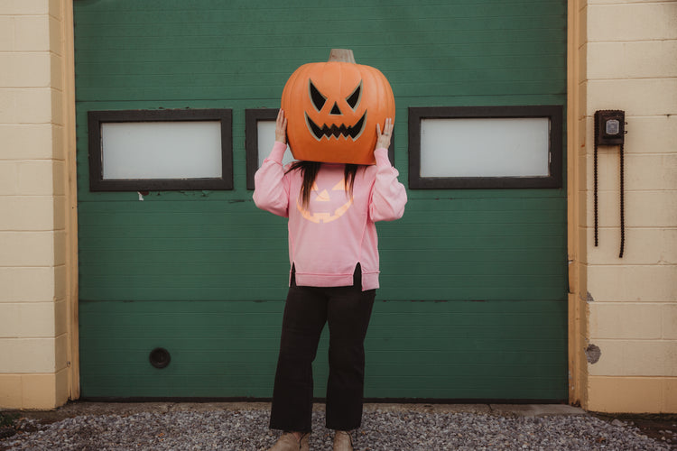 Sparkle Jack O'Lantern Acid Wash Sweatshirt