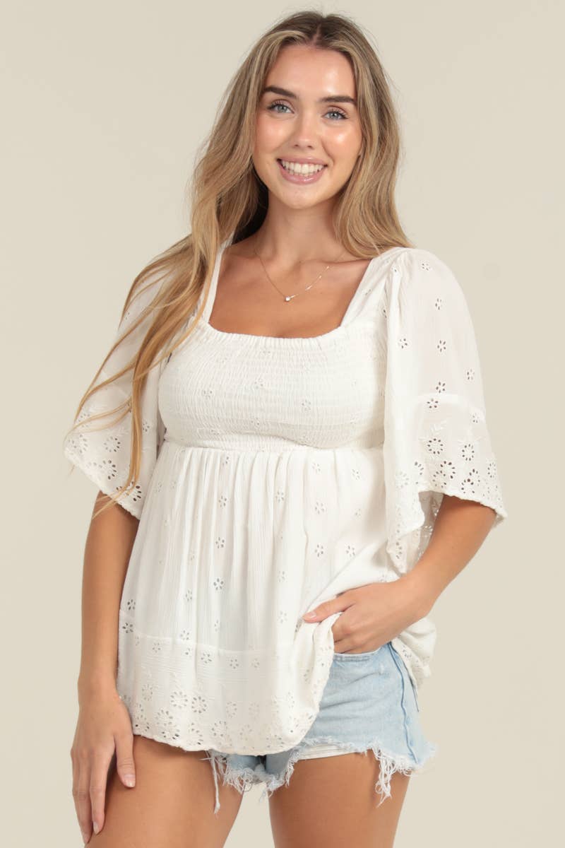 Sweet Frost Eyelet Blouse