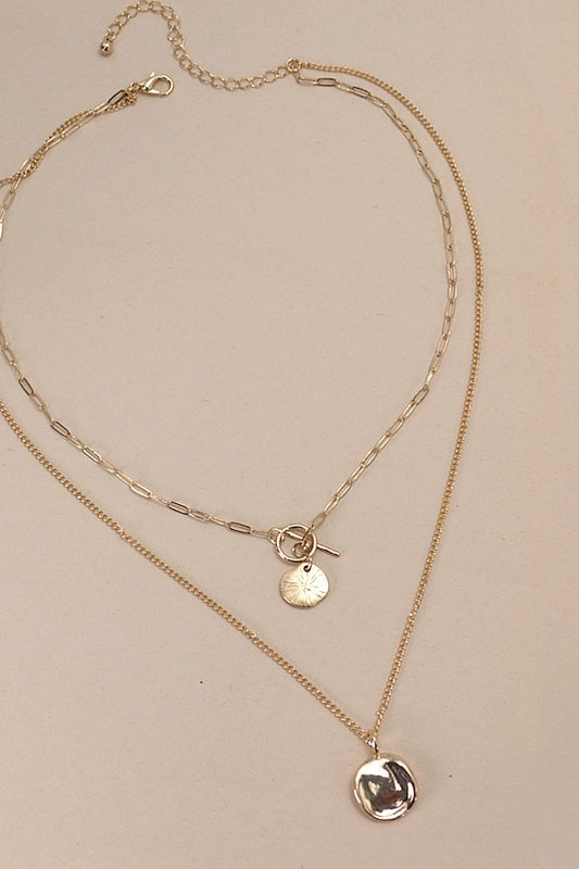 Double Layered Circle Drop Necklace