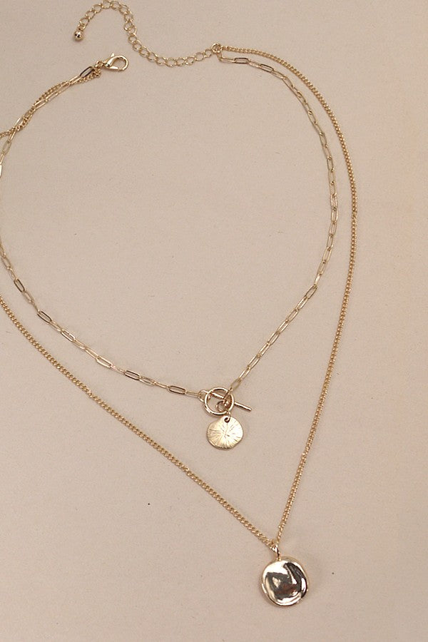 Double Layered Circle Drop Necklace