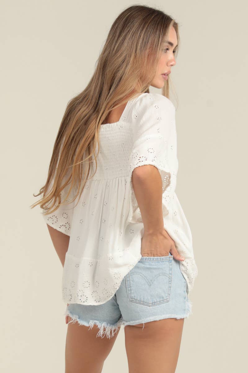 Sweet Frost Eyelet Blouse